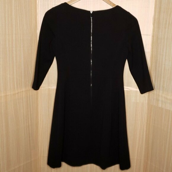 Vince Camuto Womens Black 3/4 Sleeve Fit Flare Heavy Knit Dress 6 - Picture 2 of 8